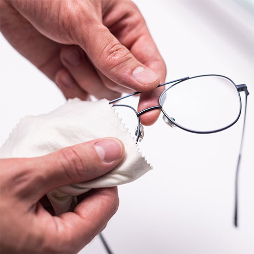 glasses being cleaned